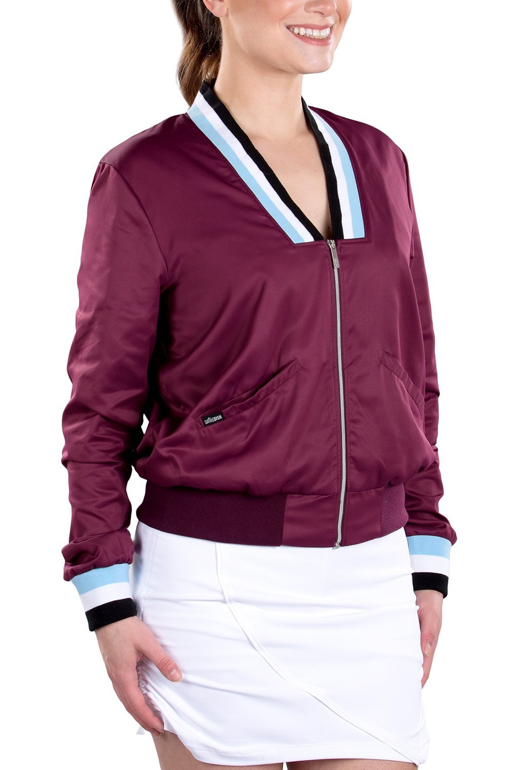 Berlin Mulberry Bomber Jacket Front View | Women&