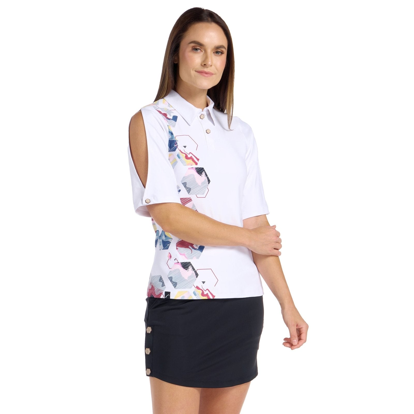 Everleigh White/Print Top - SwingDish Women&