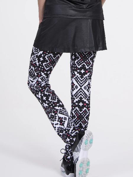 Rear View of Fitness Legging/Skirt Combo | Black/Aztec | SwingDish