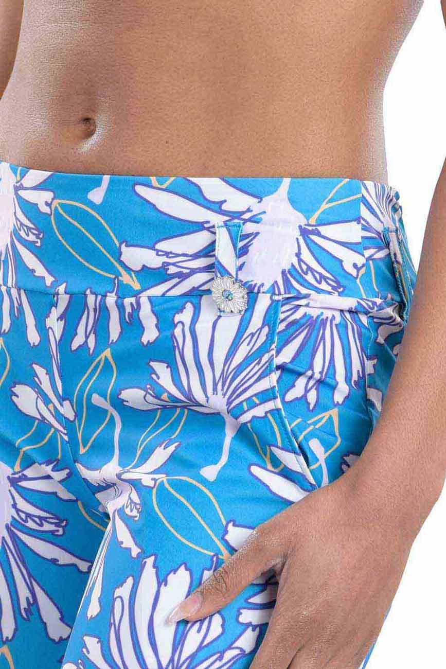 Side View of Kirby Printed Short | Blue Flower Pattern | SwingDish