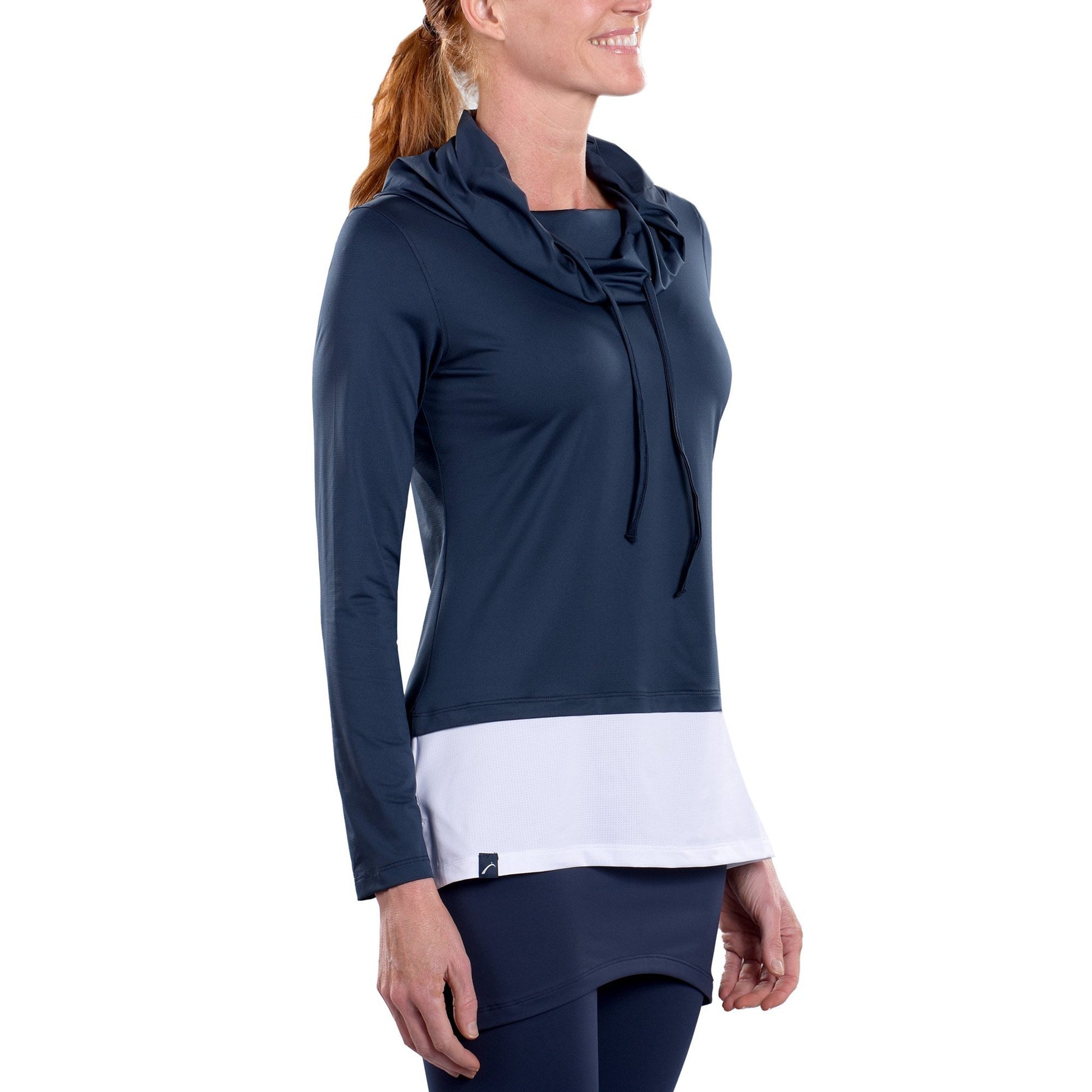 Woman Wearing SwingDish Piper Crew Top Product View 3