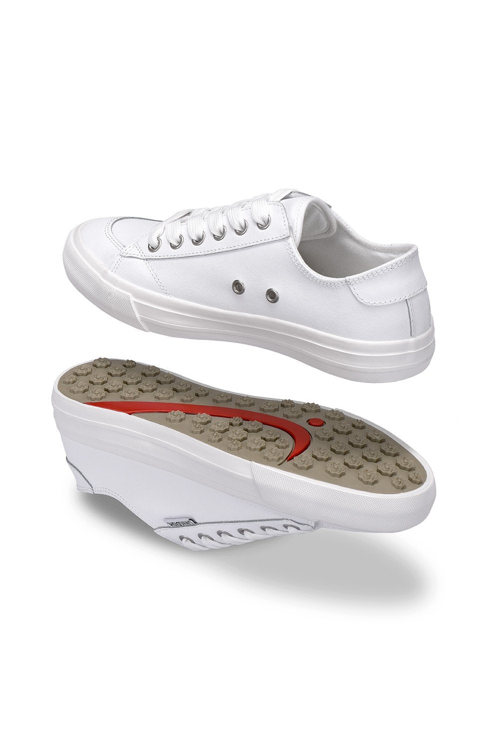 Spikeless White Leather Traveler Shoe - SwingDish
