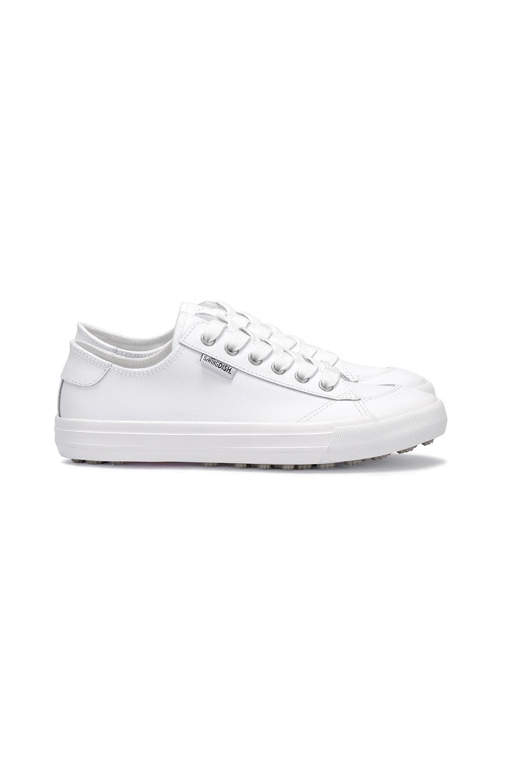 Spikeless White Leather Traveler Shoe - SwingDish