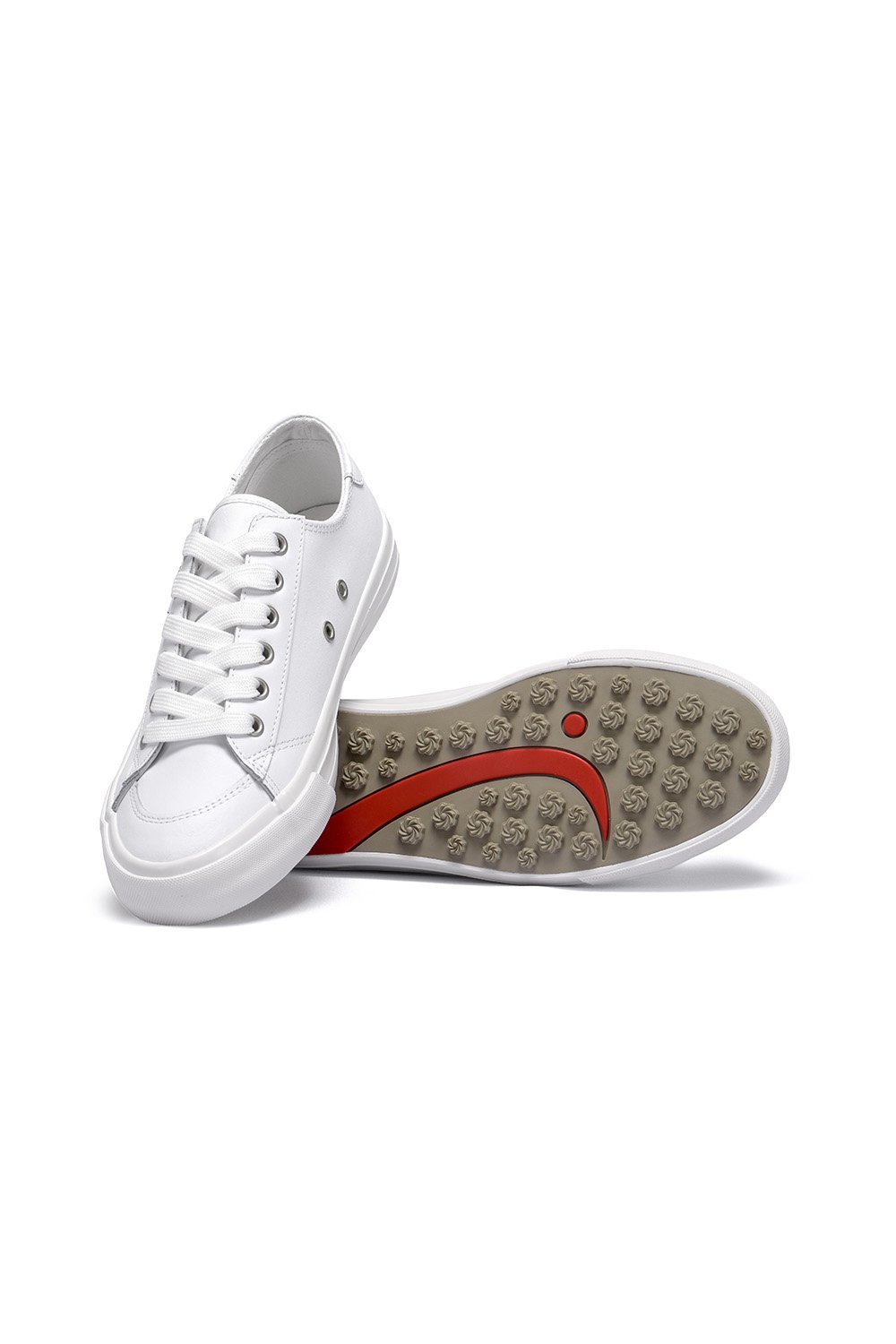 Spikeless White Leather Traveler Shoe - SwingDish
